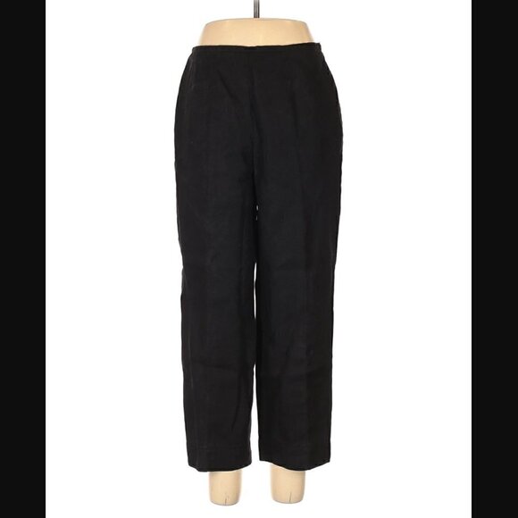 Talbots Pants 12 Irish Linen High Waist Cropped Vintage Black - Picture 1 of 7